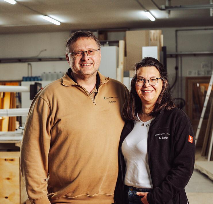 Portraitbild von Mitarbeitern der Tischlerei Lohse